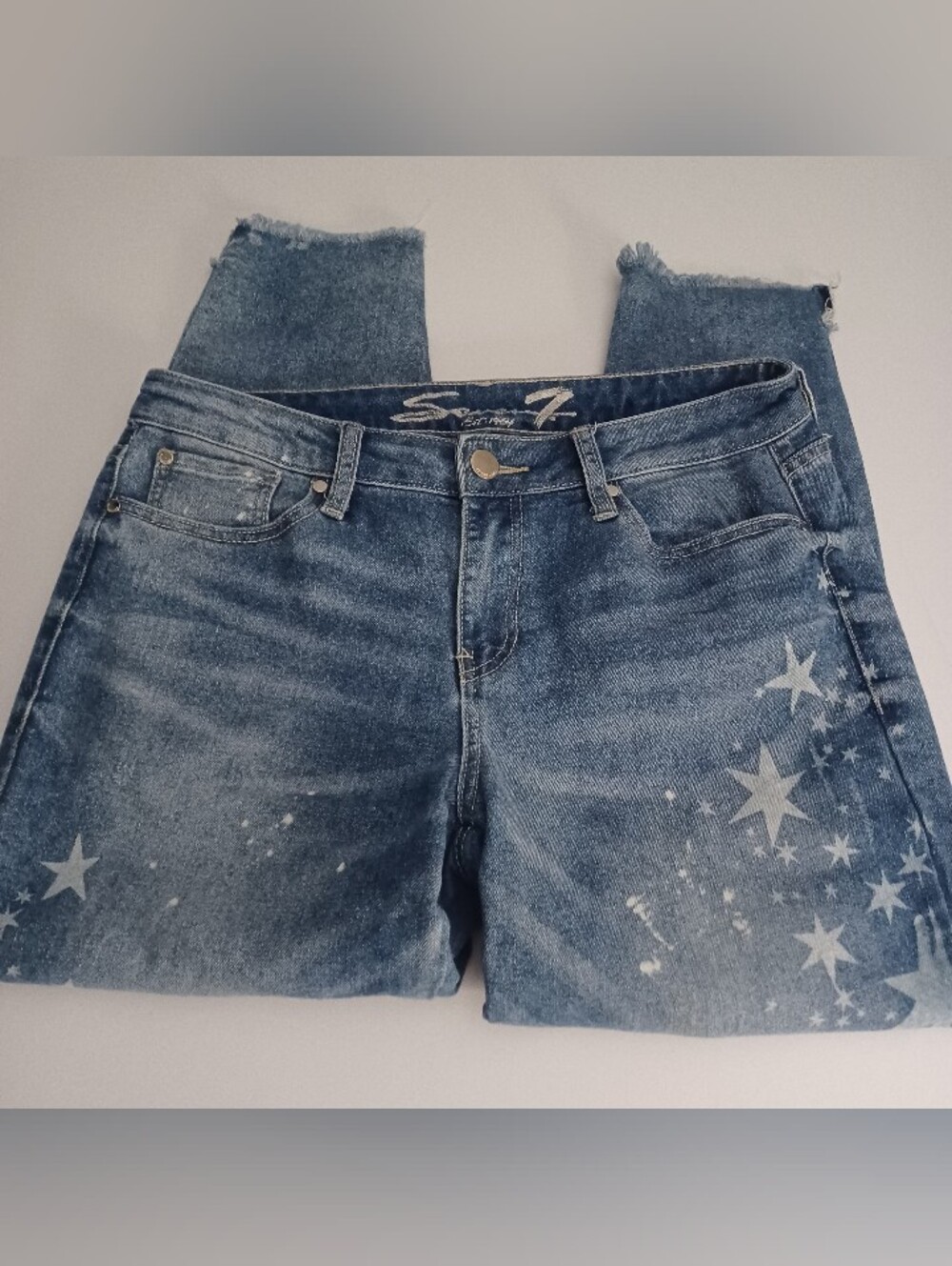 Seven7 Ankle Skinny Cropped Jeans Sz 12 Star Print - Picture 4 of 4